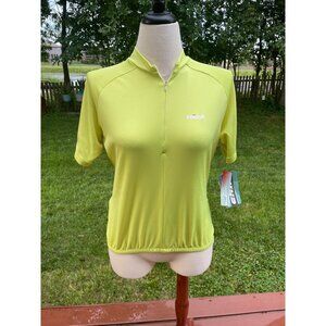 Hind Womens Yellow Short-Sleeve Cycling Jersey With 3 Rear Pockets & 1/4 Zip L